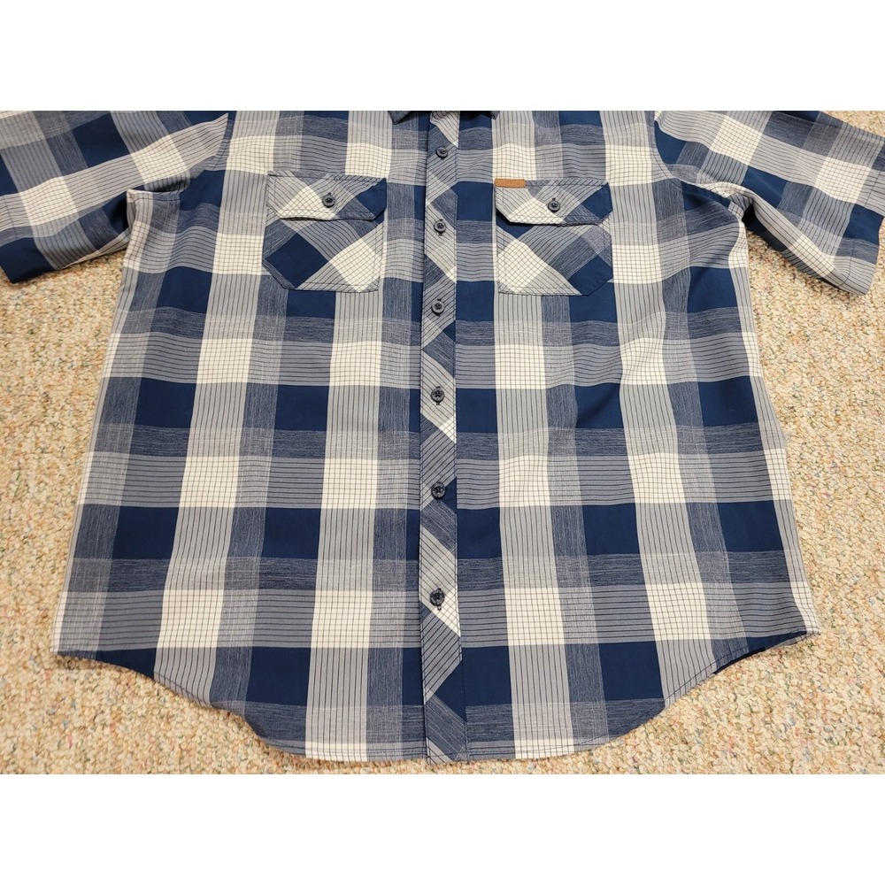 Orvis Shirt Mens XL Blue Plaid Button Up Short Sleeve Fishing Hiking Camping - Picture 4 of 14